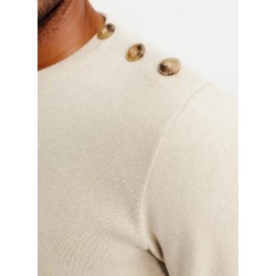 Pull homme tricoté 3D PLANETE beige made in France coton bio